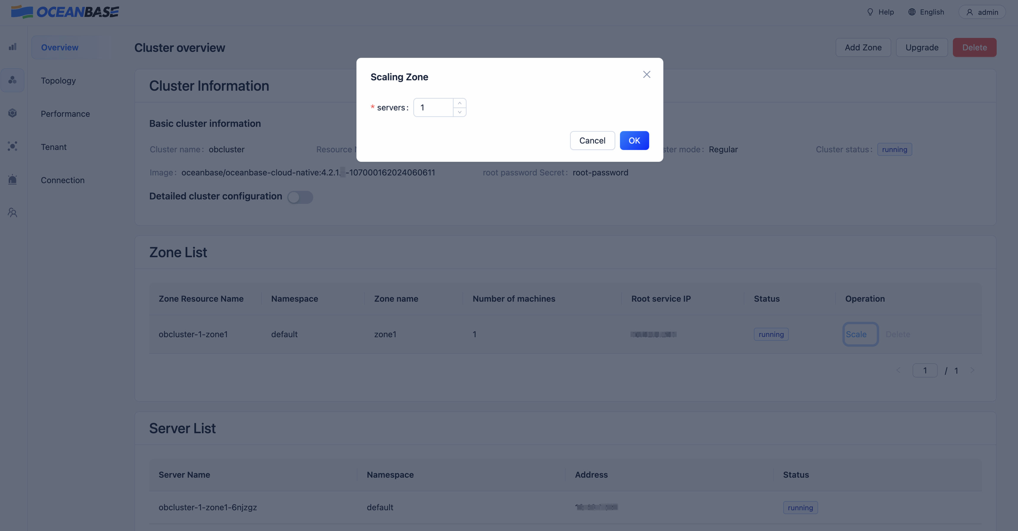 Perform O&M by using ob-operator | OceanBase